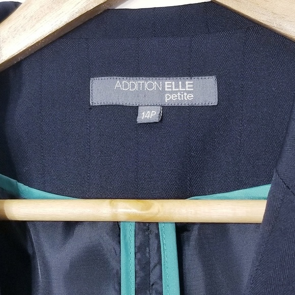 💕Addition Elle Dark Navy Business Casual Long Sleeve Blazer Button 14 Petite - Picture 2 of 8